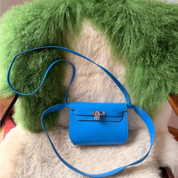 Blue Vegan Leather Crossbody Bag - Picture 2 of 7